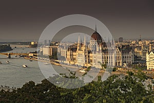 River Danube and Hungarian parliament from Buda Castle