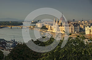 River Danube and Hungarian parliament from Buda Castle