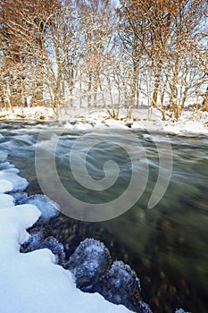 River Deveron in winter spate in Scotland.