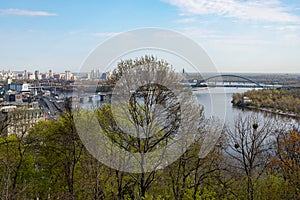 River Dnipro and Podil district Kyiv Ukraine springtime photo