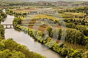 River Dordogne and fields planted near Domme photo