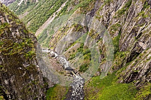 River down the Voringfossen waterfall in Norway