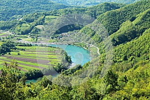 River drina in the mountains of tara,serbia photo