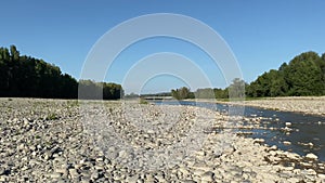 River in Drought Conditions due to global warming and climate change leaving the ground exposed.