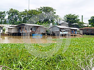 River dwellings in Bangkok, Thailand.