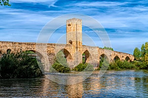 River Ebro Spain Frias medieval bridge Burgos province Castile and Leon, Spain