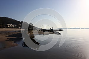 River Elbe with ancient ship wreck