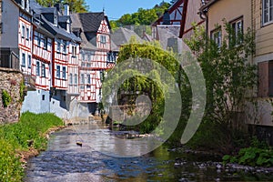 The river Elzbach and half-timbered houses photo