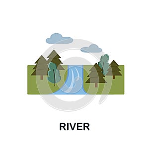 River flat icon. Colored element sign from nature collection. Flat River icon sign for web design, infographics and more