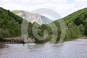 River flood in the spring valley of Cerna river
