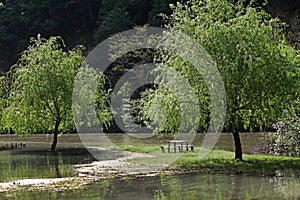 River flood in the spring valley of Cerna river