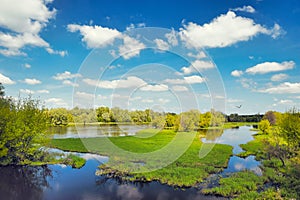 River flood waters background, Narew, Poland