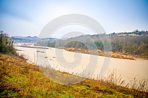 River flooding after exceptional rain near Rimini, Italy