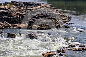 River flow through the rocks at Kaeng Tana, Ubon Ratchathani, Thailand