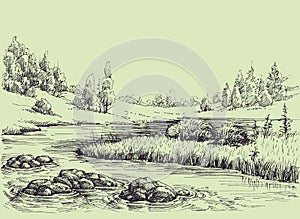 River flow sketch