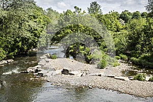 River flowing through Burrs Country Park, Bury