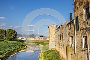 River flowing through Campi Bisenzio in Tuscany