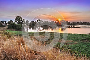 River flowing through Kruger National Park at sunrise, Kruger National Park