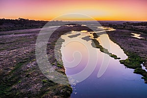 River flowing through Kruger National Park at sunrise, Kruger National Park