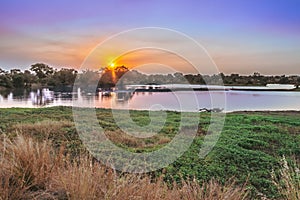 River flowing through Kruger National Park at sunrise, Kruger National Park