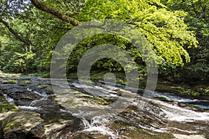River flowing rock mass