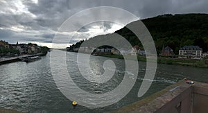 River flowing between two mountains