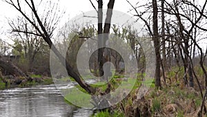 the river flows near a private house