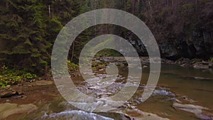 River in the forest. A mountain river in the Carpathians.