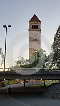 River front at sunset in Spokane Washington