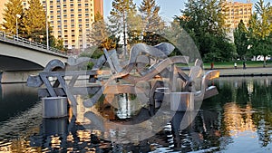 River front at sunset in Spokane Washington