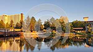 River front at sunset in Spokane Washington