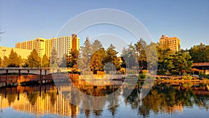 River front at sunset in Spokane Washington