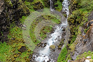 River going through the canyon - Glymur Waterfall, Iceland