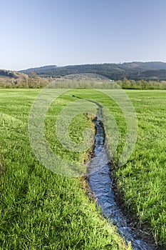River in grass field