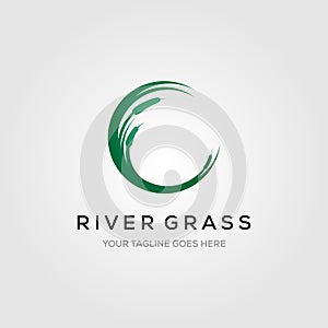 River grass green reed cattails letter c initial logo vector illustration design