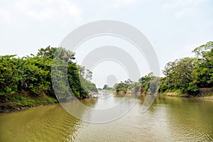 River with green trees on banks in Santarem, Brazil photo