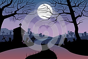 River Halloween Moon Cemetery Banner Graveyard