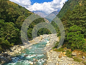 River in Himalayas Mountains Annapurna trek