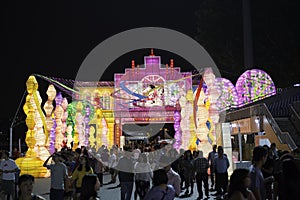 Singapore, Singapore - February 15, 2018: Chinese New Year Lantern Festival at Marina Bay, Singapore