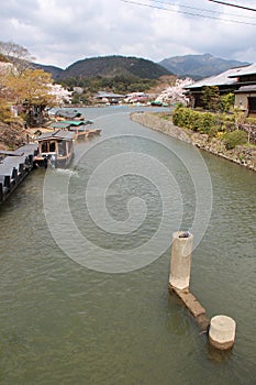 river (hozu-gawa) in arashiyama in kyoto (japan)