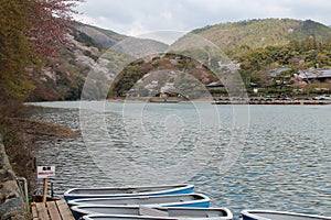 river (hozu-gawa) in arashiyama in kyoto (japan)