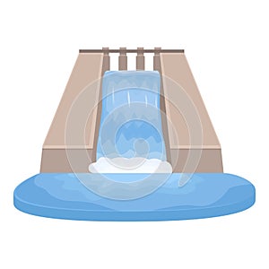 River hydro power icon cartoon vector. Factory city generator