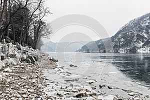 River with ice in winter