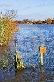 Flooded bird rest area near the Dutch river IJssel, Cortenoever