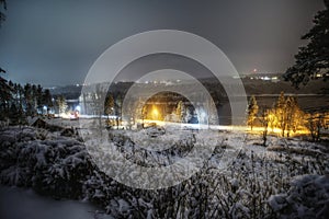 River Indalsalven at Bispgarden in Sweden at midnight