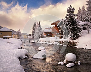 River Inn Promenade in St Moritz, Switzerland