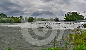 river Isonzo after heavy rain in Sagrado