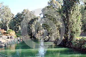 River Jordan Dead Sea. Israel. Panorama and landscapes of holy places, where Jesus taught people at one time.