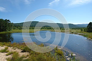 The river Krestovskaya in sunny summer day, peninsula Svyatoy Nos