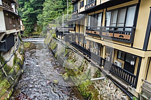 River in Kurokawa onsen town in Aso, Kyushu photo